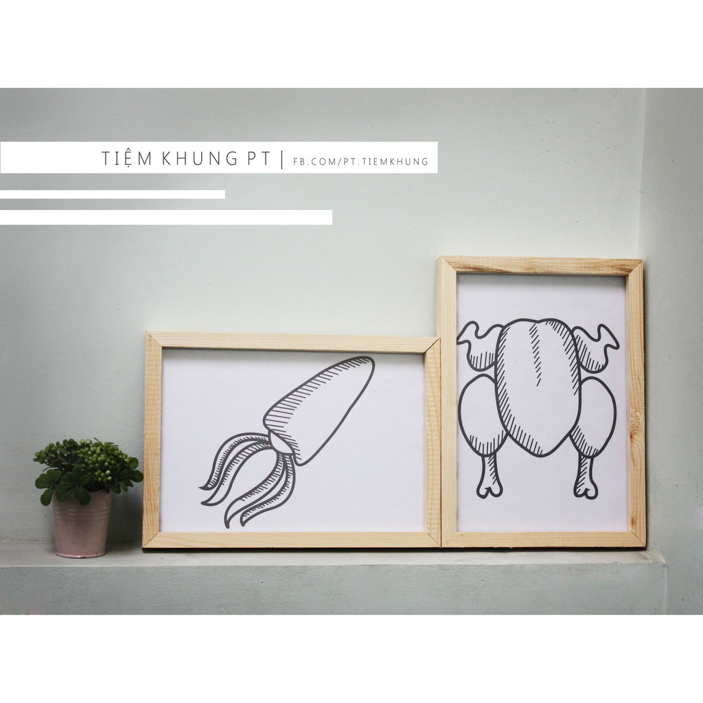 Khung ảnh A4 21x30 - Khung hình gỗ thông mặt kính - Khung ảnh đẹp treo tường để bàn - Picture Frames Tiệm Khung PT