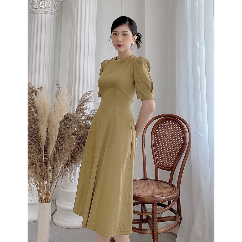 Váy Cốm Cổ Tròn Tay Cộc Cách Điệu_V563 | BigBuy360 - bigbuy360.vn