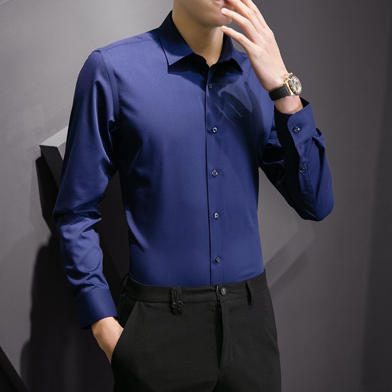 Áo sơ mi nam dài tay Unisex kiểu dáng Hàn Quốc , vải lụa thái mềm mịn , chống nhăn cao cấp.