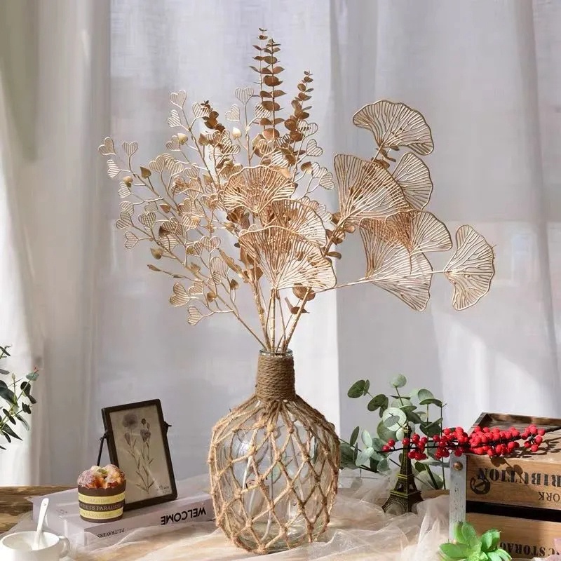 Nhánh Lá Bạch Đàn Nhân Tạo Màu Vàng/Bạc Dùng Trang Trí Nhà Cửa