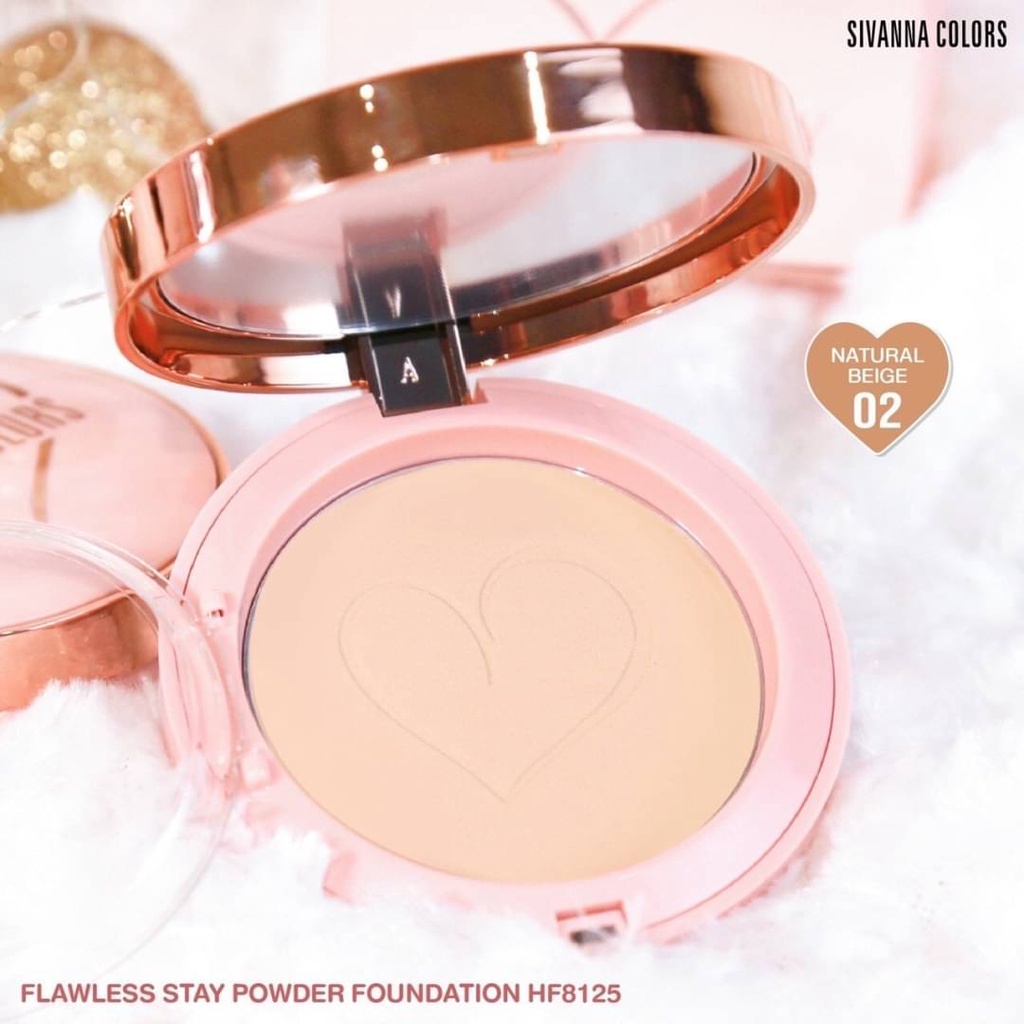 Phấn phủ mịn kết hợp phân nền Sivanna Flawless Stay Powder Foundation siêu che phủ mịn hoàn hảo HF8125