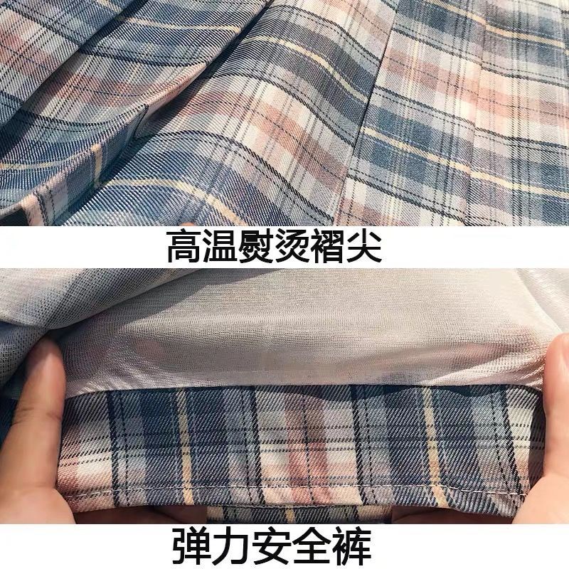 Chân váy ngắn dáng chữ A xếp ly kẻ sọc caro lưng cao phong cách mới thời trang xuân thu cho nữ 2021