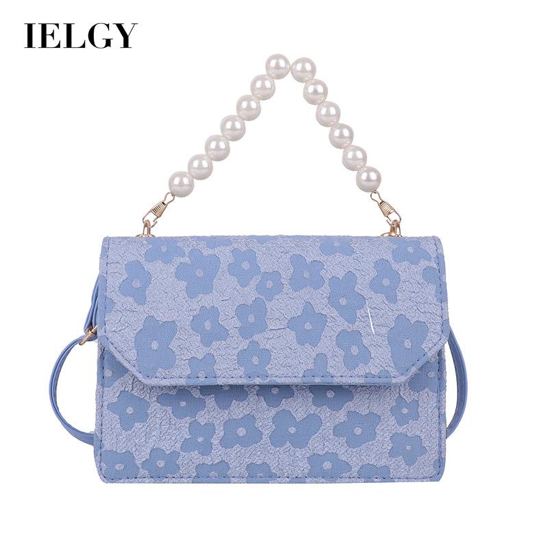 Túi đeo chéo IELGY họa tiết hoa đính ngọc trai giả thời trang Hàn Quốc