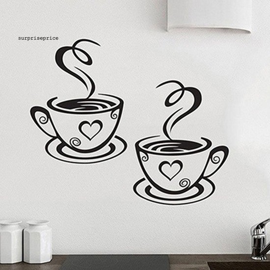 Nhãn Dán Trang Trí Tường Hình Tách Cà Phê Bằng PVC