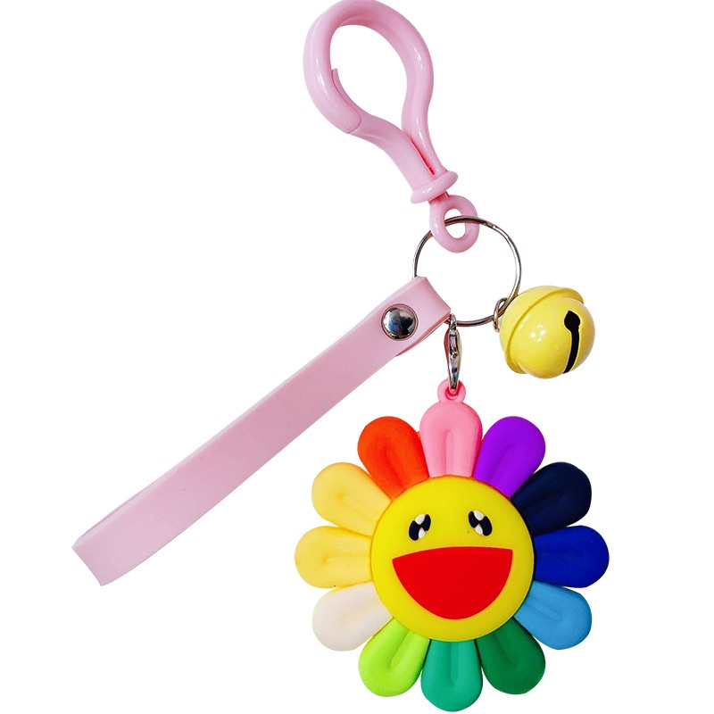 Móc khóa mặt hoa cười, Móc khóa siêu cute phong cách Hàn Quốc chất liệu nhựa dẻo cao cấp