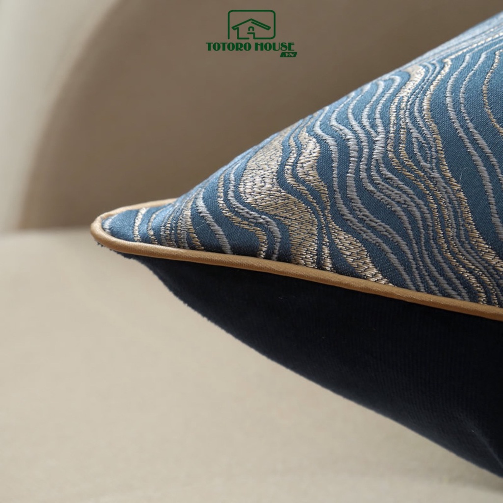 Vỏ gối tựa lưng lụa dệt vân sóng TOTORO HOUSE áo gối vuông sofa sang trọng thời thượng đẳng cấp 45x45cm | BigBuy360 - bigbuy360.vn