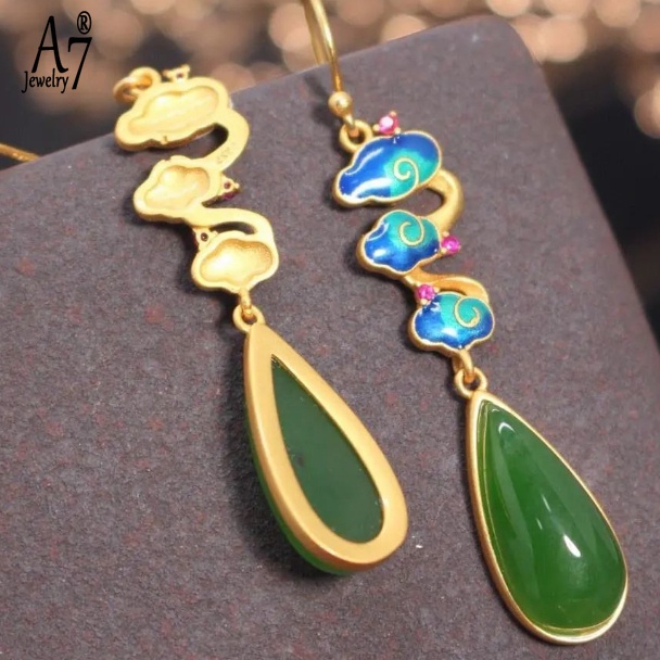 Bông Tai Hình Giọt Nước Bằng Bạc 925 Phong Cách Trung Hoa A7 S925 Dành Cho Nữ