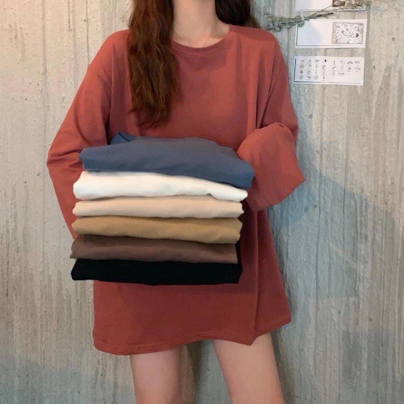 Áo Thun Nữ Dài Tay Nam Nữ Long Tee Chất Liệu Da Cá Cao Cấp Freesize 7 Màu