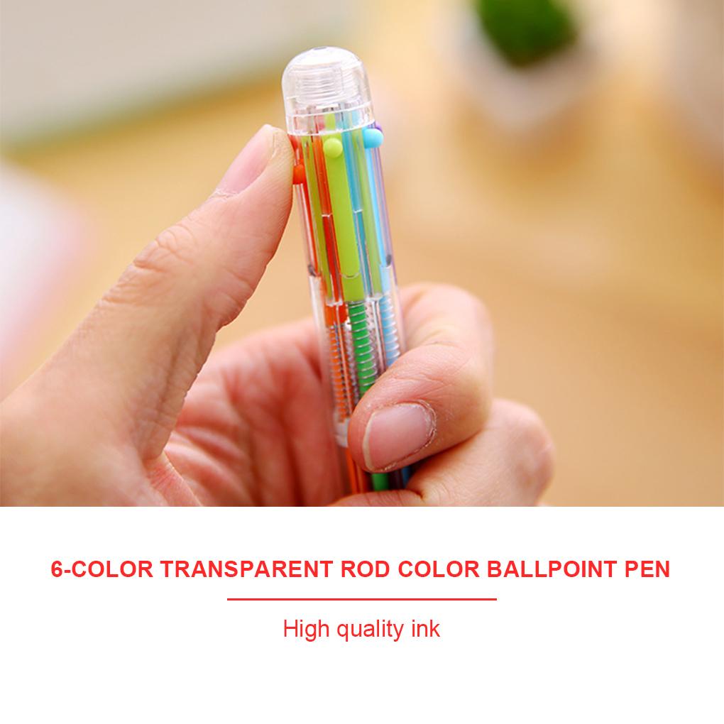 (runbu) Bút Bi Nhiều Màu Sắc 6 Trong 1 Có Thể Thu Gọn Dễ Dàng Cho Văn Phòng Đồ Chơi