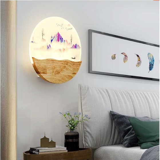 Đèn gắn tường trang trí nhiều mẫu mã, đế gỗ, hình ảnh đáng yêu, trang trí phòng khách, phòng ngủ hiện đại, sang trọng
