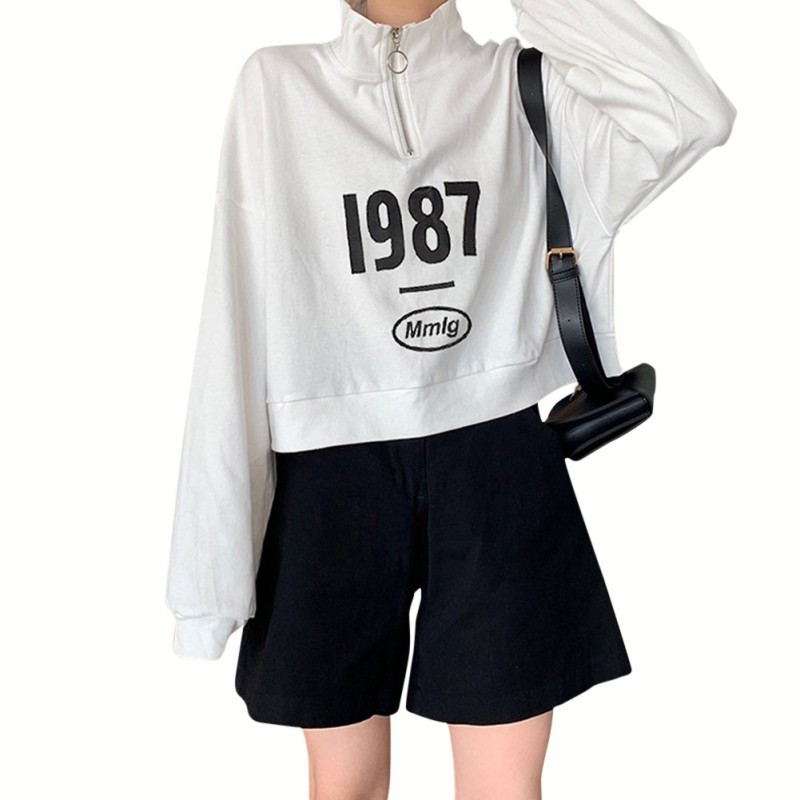 Áo thun cổ cao khoá kéo thời trang xuân thu