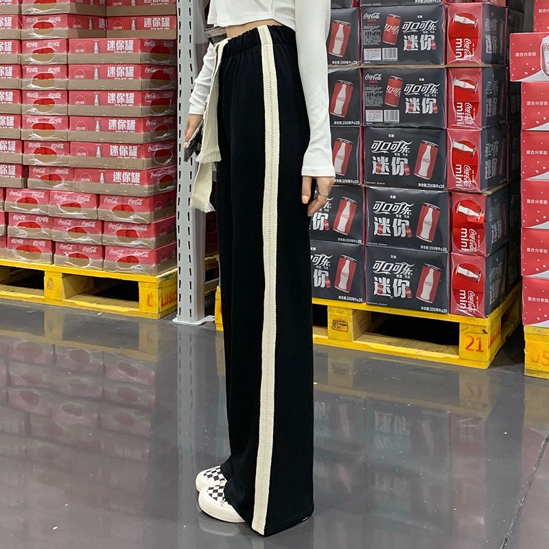 Quần ống rộng phối dây rút phong cách thể thao thời trang Hàn Quốc | BigBuy360 - bigbuy360.vn