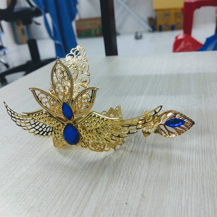 Kim quan họa tiết lá kêt hợp cánh chim cách điệu cosplay nhân vật cổ trang