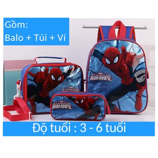 Set Balo +Túi+Ví cho bé Trai 3-12 tuổi hình 3D 2 ngăn M46004