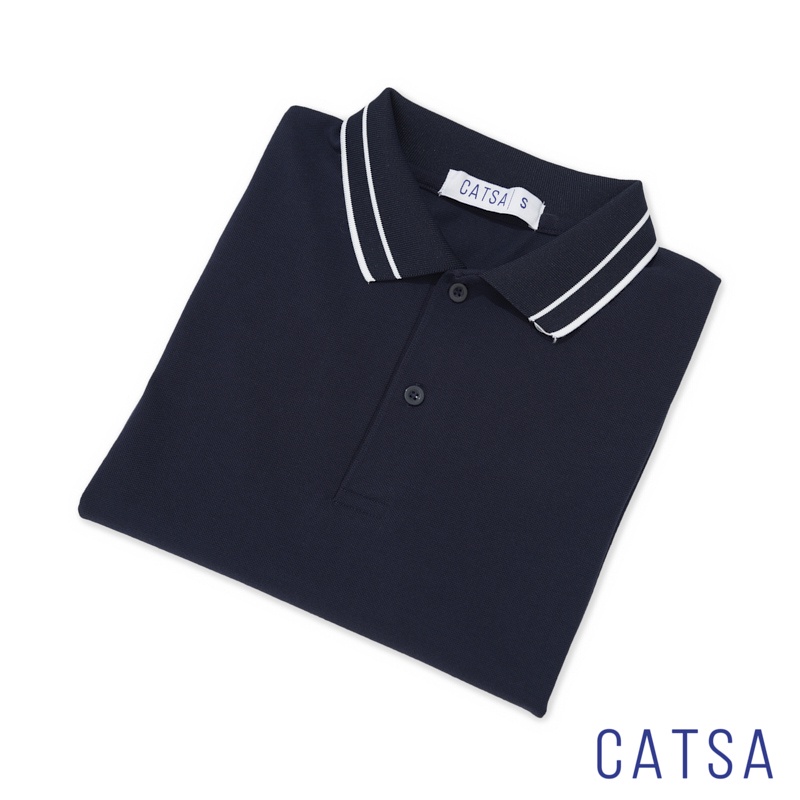 Áo thun polo nam xanh đen cổ bo Cotton mềm mại, thoáng khí CATSA ATP278