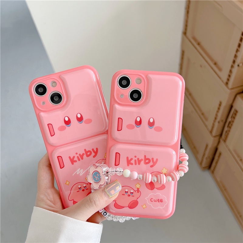 Ốp lưng chống sốc điện thoại màu hồng cho iphone 13 pro 12 pro max chống vỡ Khung TPU iphone 11 xs max xr x / xs hoạt hình họa tiết kirby vui nhộn mùa hè ốp điện thoại cửa tủ lạnh
