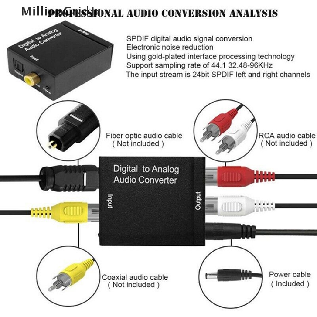 Mrvn Optical  Toslink Digital to Analog Audio Converter Adapter RCA L/R Grid