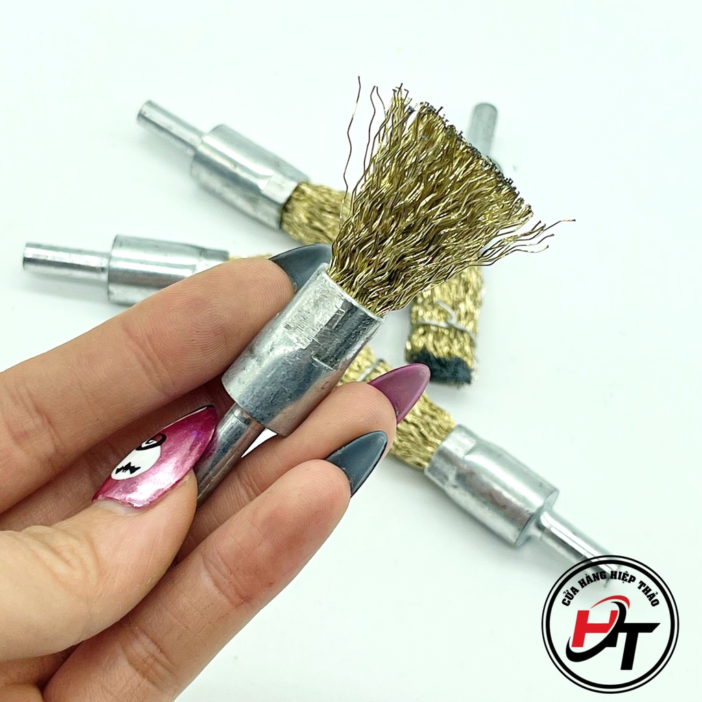 Chổi đánh rỉ sắt rỉ sét inox dạng bút chuôi 6mm lắp máy khoan CDR-BUT-6MM