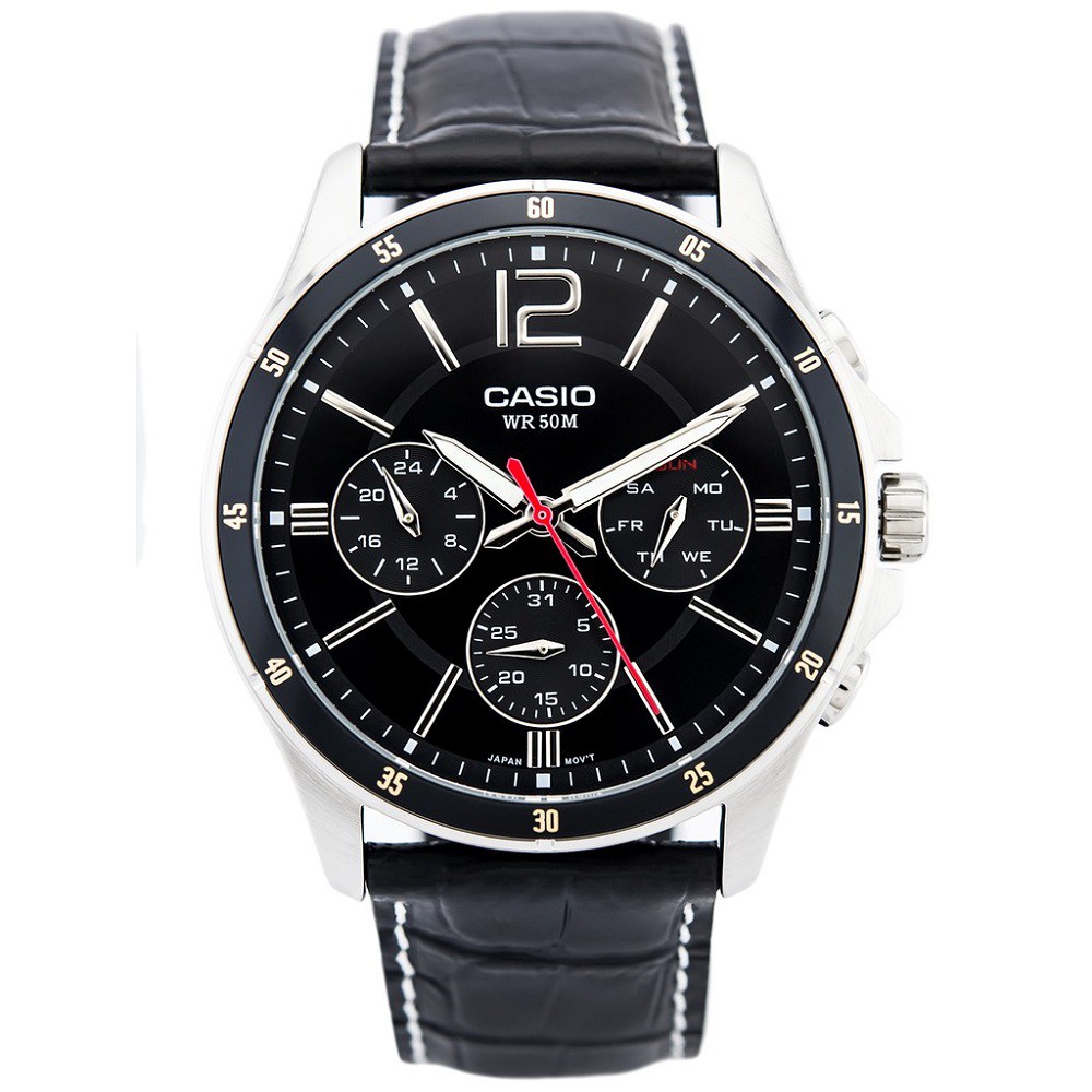 ĐỒNG HỒ NAM CASIO MTP 1374L - 1AVDF ( Dây đen, mặt đen )