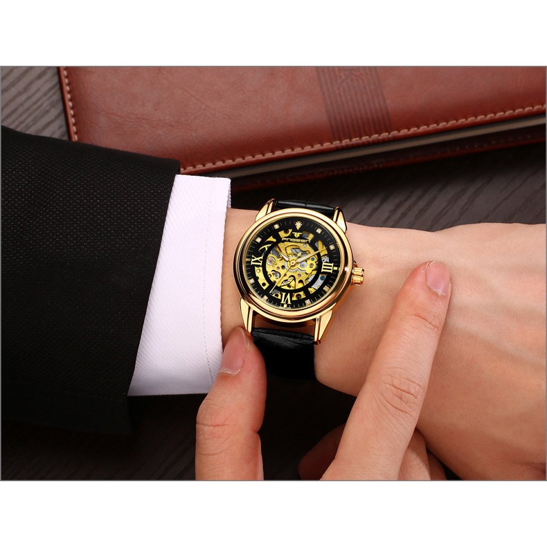 Đồng hồ nam FNGEEN chính hãng cao cấp đẹp, đồng hồ cơ lộ máy dây kim loại đúc, hàng loại 1, BH 24 tháng mã A16 | BigBuy360 - bigbuy360.vn