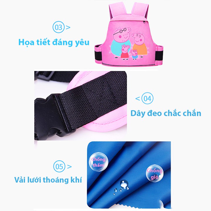 [Hàng loại 1] Đai đi xe máy cho bé 1 - 10 tuổi Dodoto, đeo vai, thắt lưng, đai ngực - Hobi Store