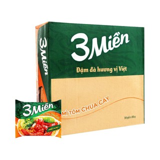 THÙNG MÌ 3 MIỀN TÔM CHUA CAY_30 gói 65gram