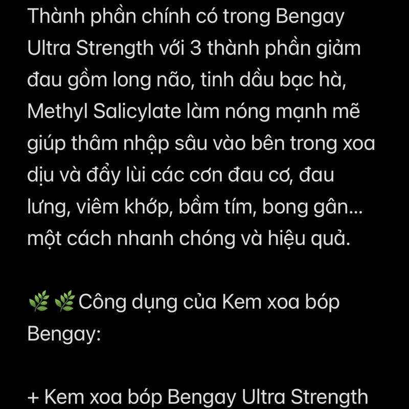 BENGAY DẦU NÓNG XOA BÓP GIẢM NHỨC MỎI MỸ