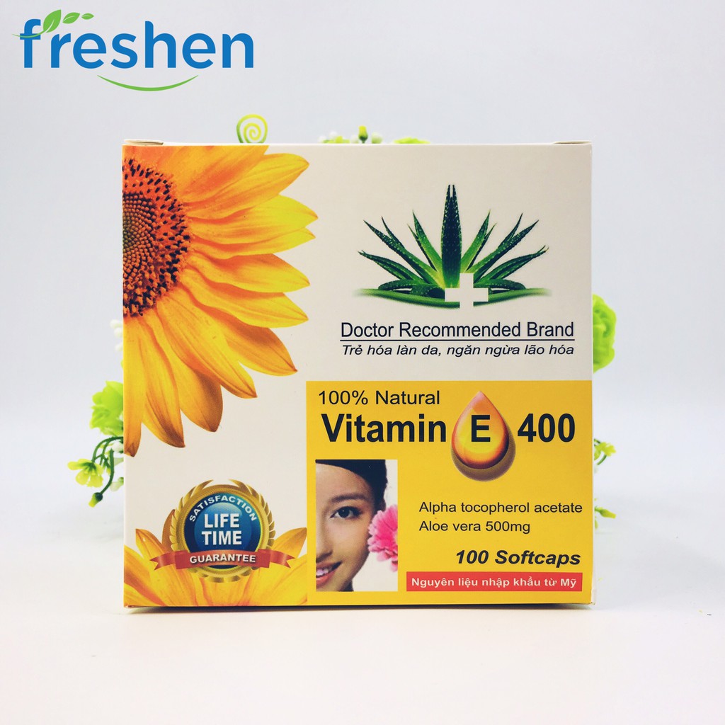 Vitamin E400 Kèm Tinh Chất Nha Đam - Giúp sáng đẹp da Hộp 100 viên