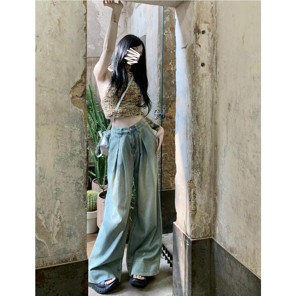 Quần Jean Ống Rộng Lưng Cao Theo Phong Cách Retro 63793