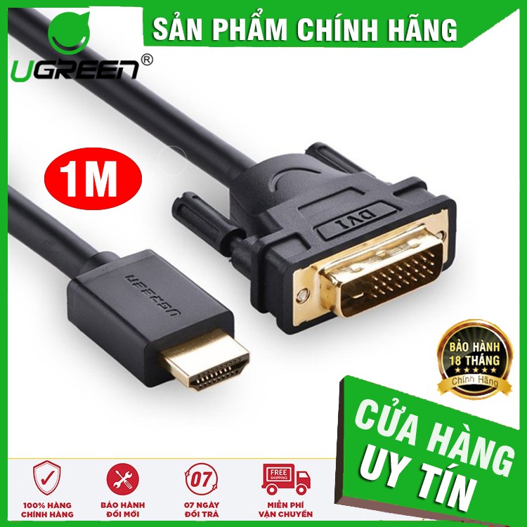 Ugreen 30116 - Cáp chuyển đổi HDMI sang DVI-D 24+1 dài 1m ✔HÀNG CHÍNH HÃNG ✔