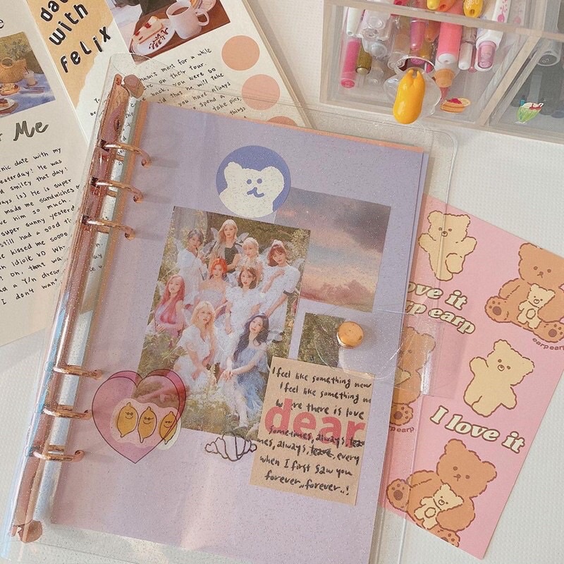 Bìa Glitter Binder A5 Còng rose gold,gold Bìa Lấp Lánh