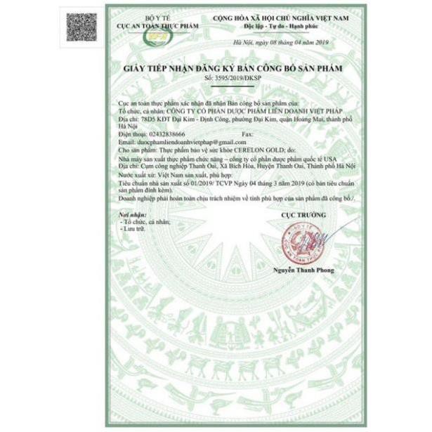 Viên uống CERELON Gold with Citicolin 600mg hộp 100 viên giúp cải thiện mất ngủ,đau nửa đầu