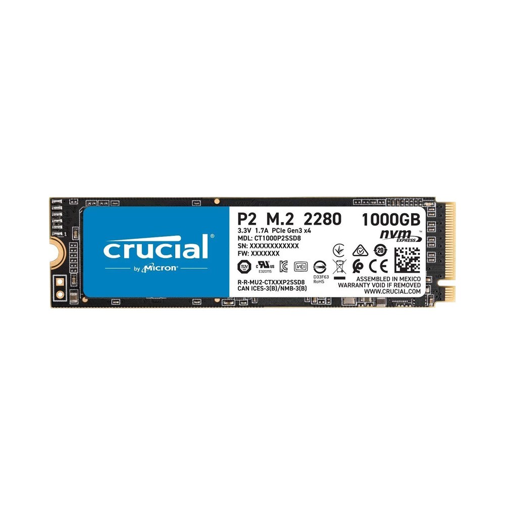 Ổ cứng SSD Crucial P2 1TB NVMe M.2 2280 PCIe Gen 3x4 Nhập khẩu