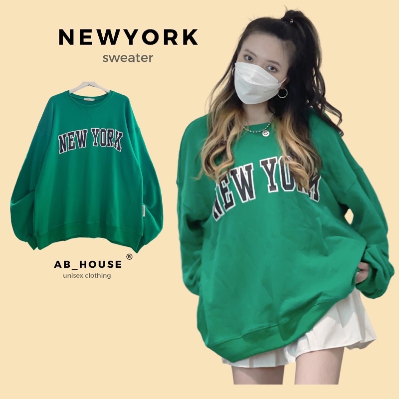 Áo Sweater Nỉ Cotton NEWYORK Unisex Nam Nữ (Ảnh Thật/Có Sẵn)