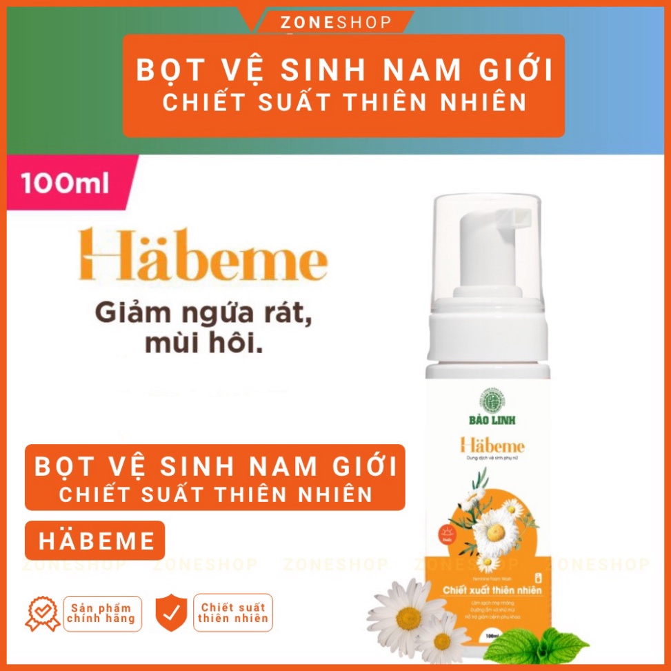 Bọt vệ sinh nam giới Habeme - Dung dịch vệ sinh nam tạo bọt 100ml, hương tự nhiên, chiết xuất thiên nhiên  phâ
