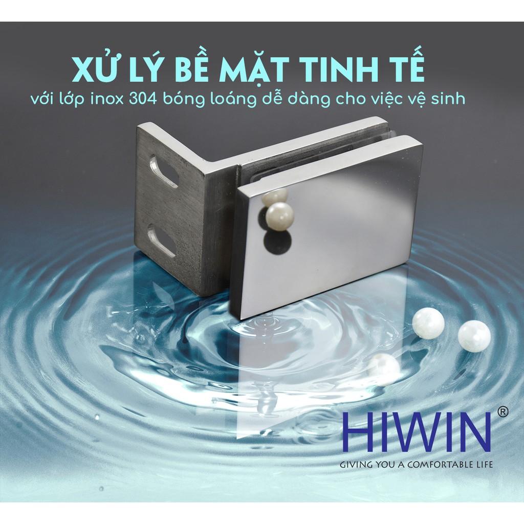 Kẹp 90 kính - tường cabin tắm inox 304 mặt gương Hiwin AR-601