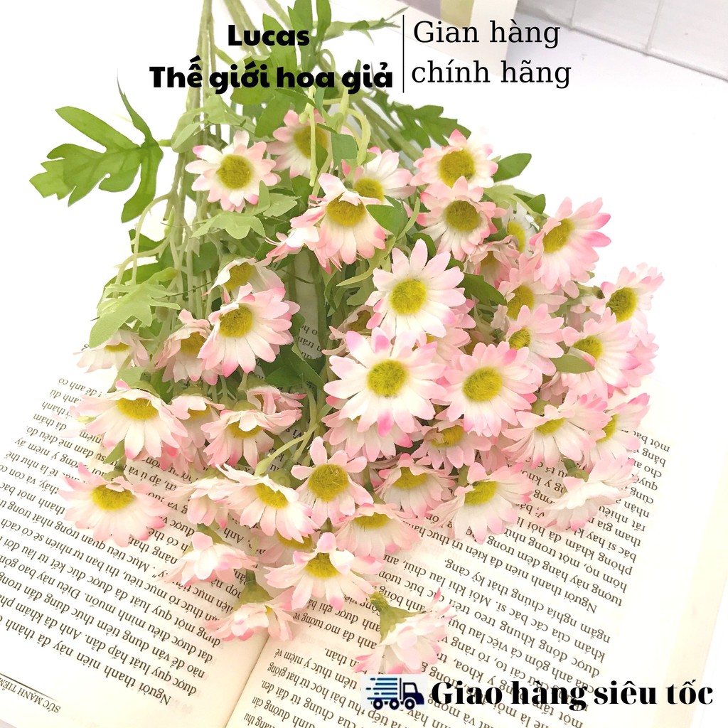 Combo 10 cành hoa giả - Hoa cúc họa mi Lucas 60cm trang trí bền, đẹp, thanh lịch, sang trọng, phụ kiện decor