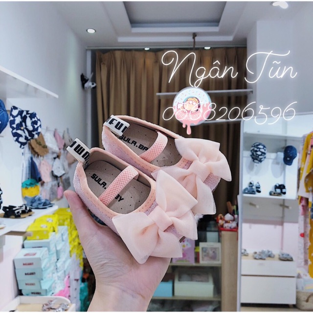 Giầy hồng nơ quai chun