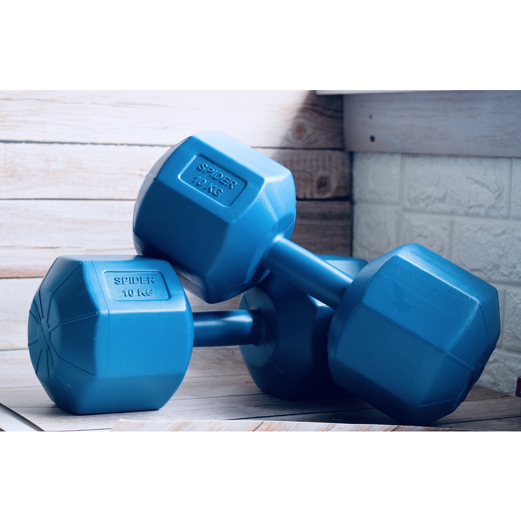 Tạ tay 10kg Bộ gồm 2 cái tạ đơn 10kg bát giác màu xanh