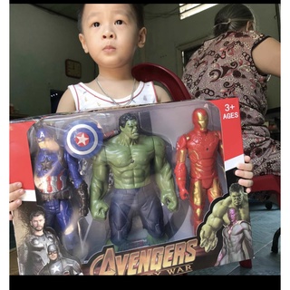 Đồ Chơi 3 Siêu Nhân Avengers Cao 30cm Có Đèn #3799-7 Iron man, Hulk, Captain America