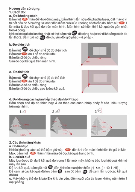 Máy đo khoảng cách 50M , diện tích , thể tích điện tử