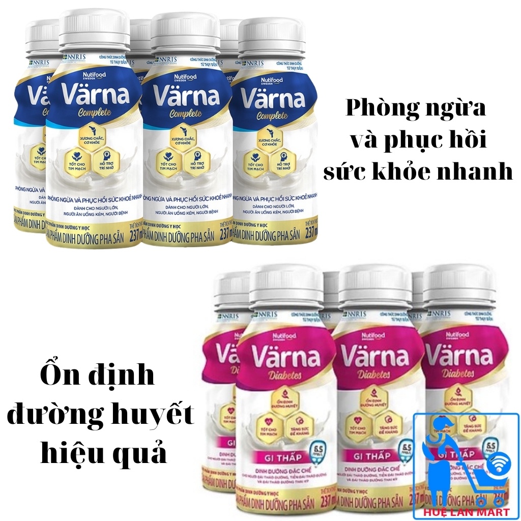 Lốc 6 Chai Sữa Bột Pha Sẵn Varna Diabetes/ Complate Nutifood Dành Cho Người Tiểu Đường 237ml