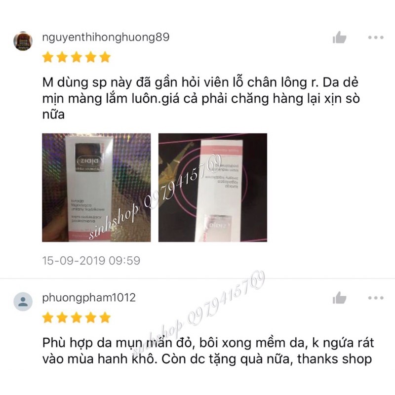 Kem Ngừa Mụn Viêm Nang Lông Ziaja Med Spf6 vạch hồng balan 50ml