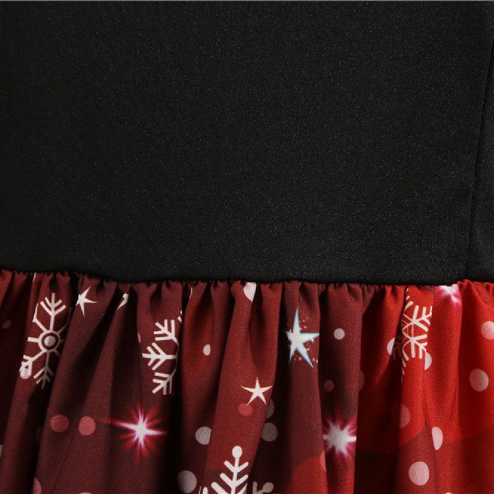 EUCA Đầm Cổ Chữ V In Họa Tiết Giáng Sinh Thời Trang Cho Nữ