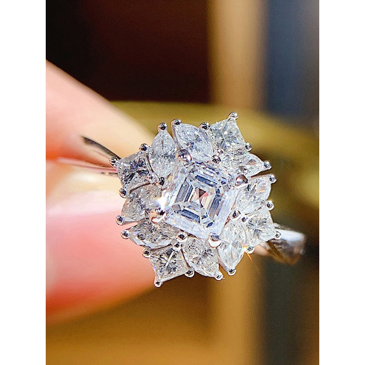 Nhẫn Mạ Bạc Đính Đá Zircon Nhiều Màu Sắc