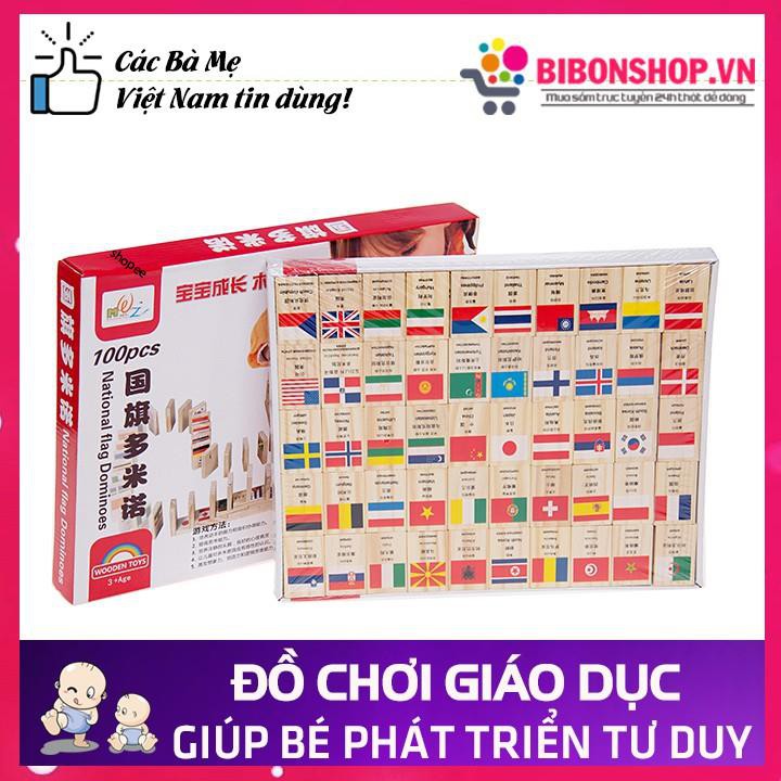 Đồ Chơi Trẻ Em 100 Lá Cờ Gỗ Các quốc Gia Trên Thế Giới