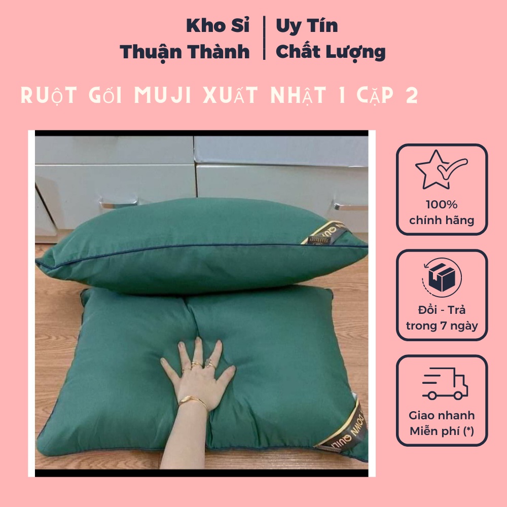 Ruột gối Muji xuất Nhật 1 cặp 2 đôi hàng đủ 1kg3 có khoá kéo hút chân không 2 màu ngẫu nhiên (khosithuanthanh)