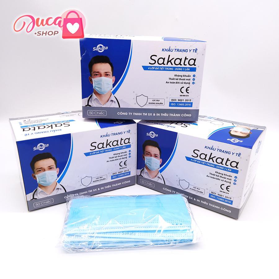 Khẩu trang y tế 4 lớp giấy kháng khuẩn hàng công ty hộp 50 chiếc Ami - Sakata - 3D - Phúc Anh - Famapro | BigBuy360 - bigbuy360.vn