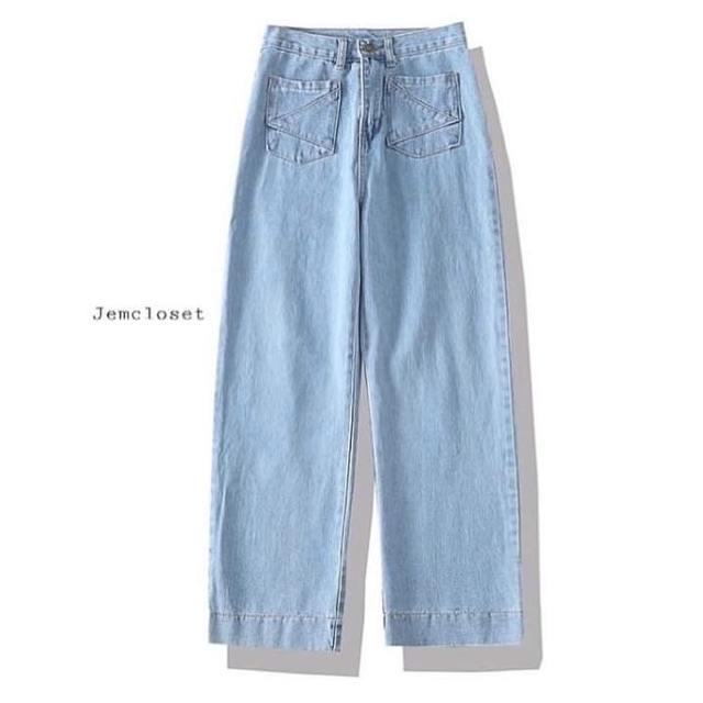 Quần jean ống rộng dáng dài hai túi trước, 269BE | BigBuy360 - bigbuy360.vn