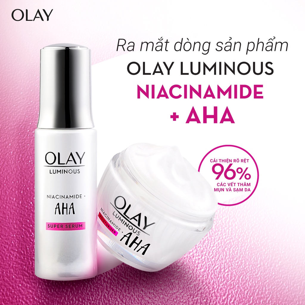 Combo 2 OLAY Luminous Niacinamide Kết Hợp AHA Gồm Siêu Tinh Chất Ngừa Lão Hóa 30ML Và Kem Dưỡng Sáng Da 50G